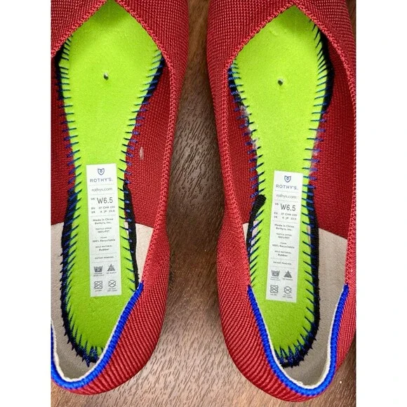 Rothy's Round Toe Ballet Flats Red Size 6.5 EUC!!! - Picture 4 of 5